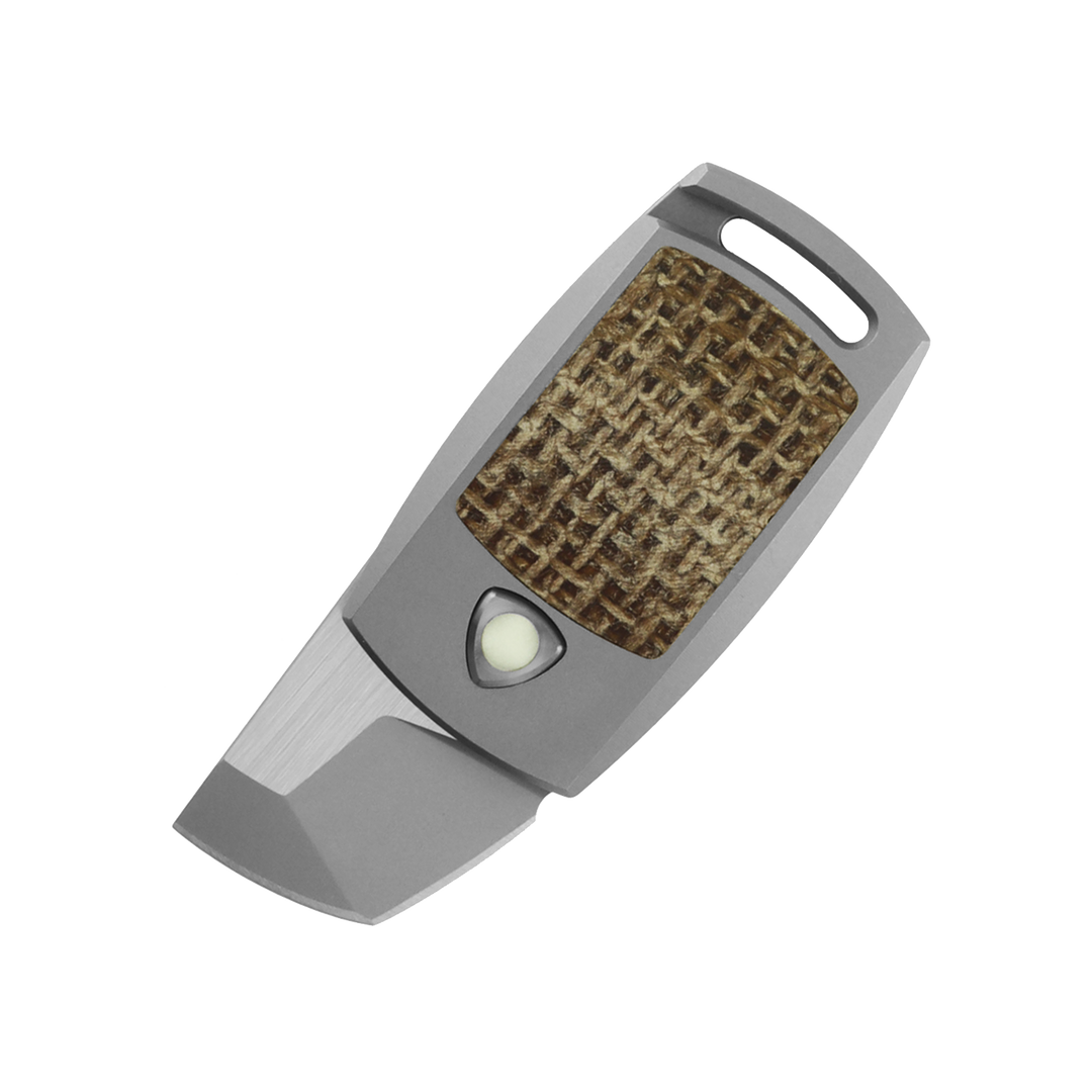 AUCON IMP - MagnaCut - Titanium + Brown Burlap Micarta
