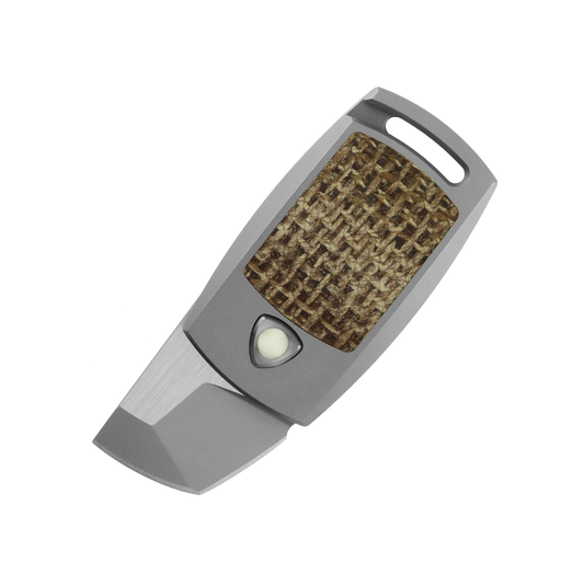 AUCON IMP - MagnaCut - Titanium + Brown Burlap Micarta