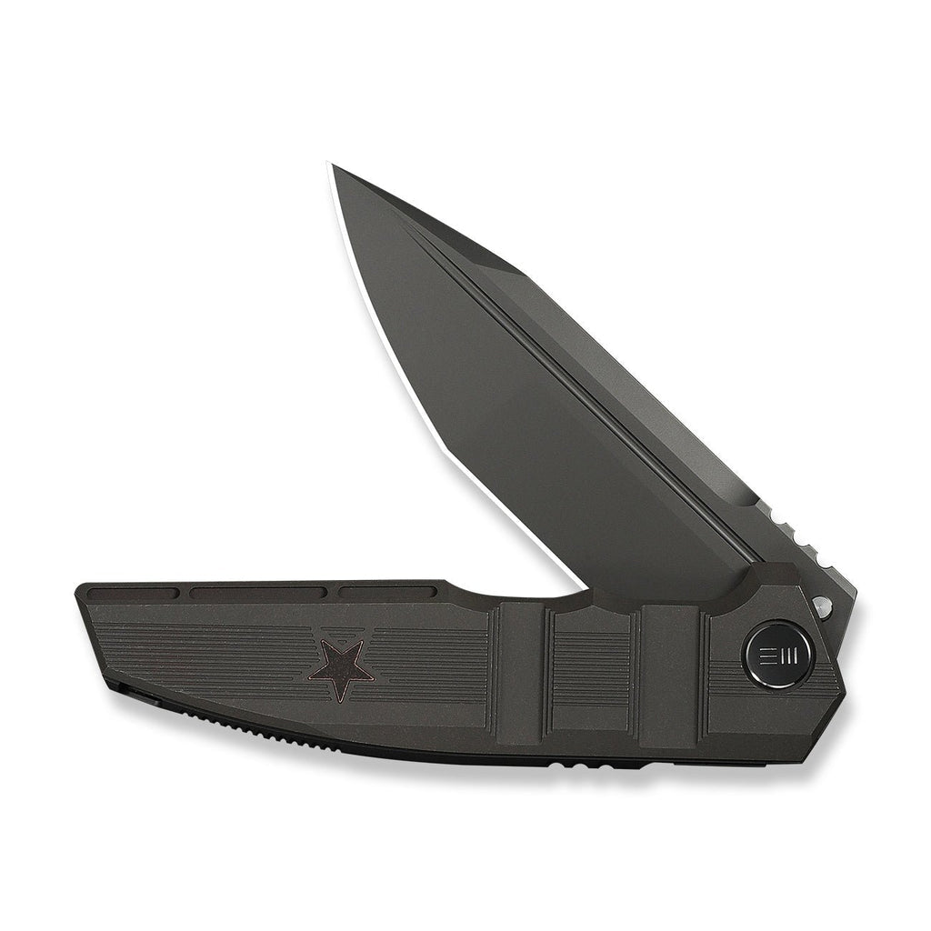 WEKNIFE Breach Flipper Knife Charcoal Gray Titanium Handle (3.85" Dark Gray Stonewashed Bohler M390 Blade) WE25077-1