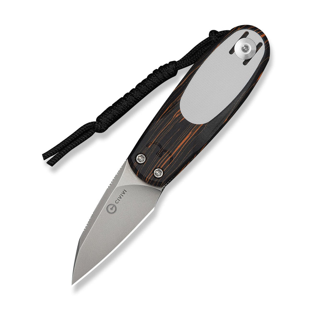 CIVIVI Purr Flipper & Slip Joint Knife Orange, Black & White G10 Handle (1.83" Stonewashed Nitro-V Blade ,With 1PC Black Lanyard) C25054-5, Each Handle Features Random Color Distribution