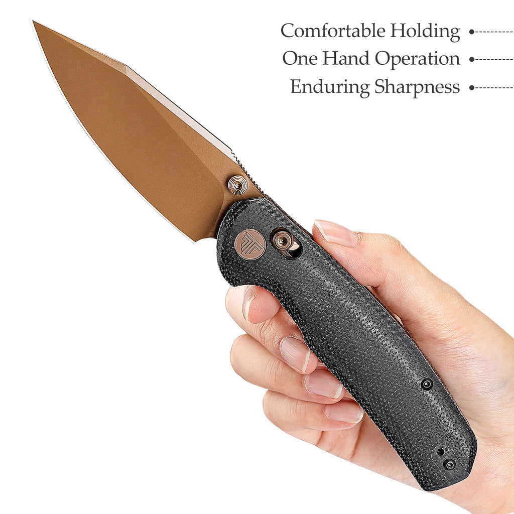 TRIVISA Hornet-BM Crossbar Lock EDC Folding Pocket Knife,3.34" 14C28N Steel Blade,Micarta Handle