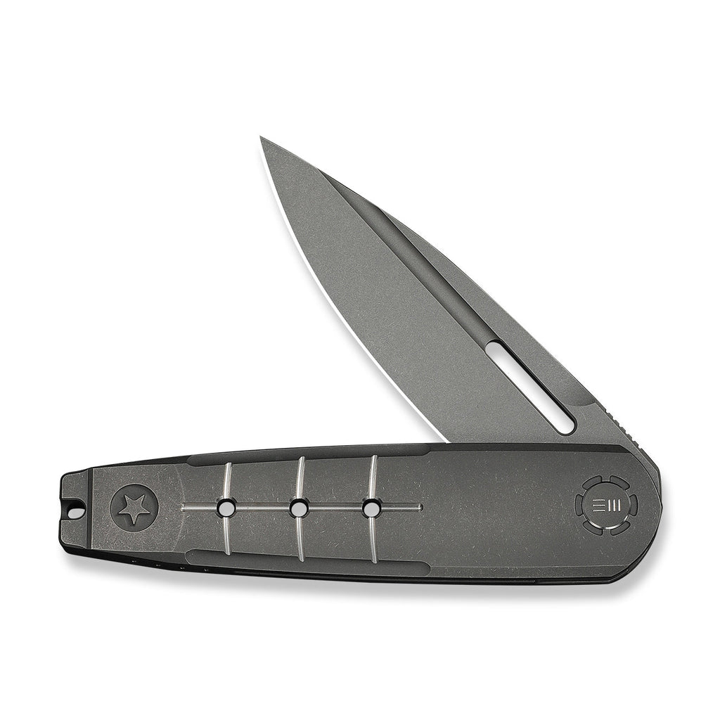 WEKNIFE Hull Flipper Knife Gray Titanium Handle & Endcap (3.89" Gray Stonewashed Bohler M390 Blade) WE24046-2
