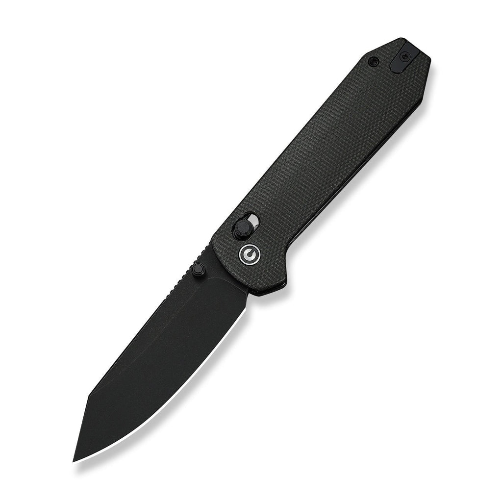 CIVIVI Over Yonder Thumb Stud & Crossbar Lock Knife Dark Green Canvas Micarta Handle (3.35" Black Stonewashed 14C28N Blade) C25027-1