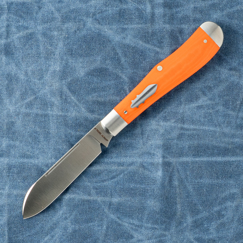 JACK WOLF KNIVES EUREKA - VIBE BENGAL ORANGE LINEN MICARTA