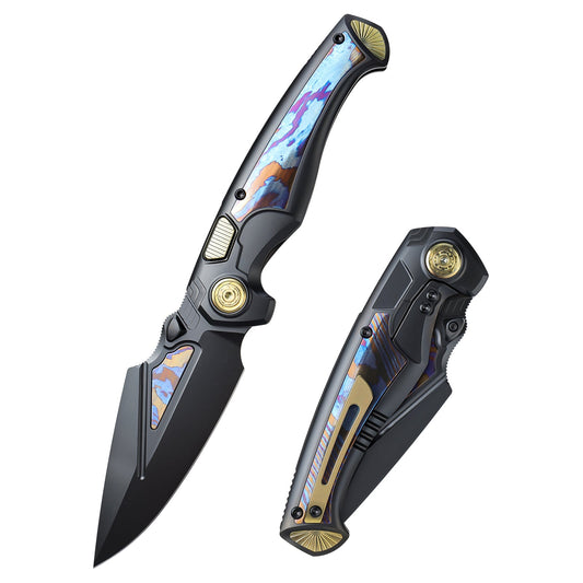 REMETTE RT-Scepter Innovative Button Frame Lock M390 Blade Timascus Handle Knife SCPT-B