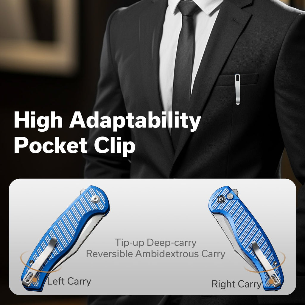 CIVIVI Stormhowl Flipper & Button Lock Knife Aluminum Handle (3.3" Nitro-V Blade) C23040B-2