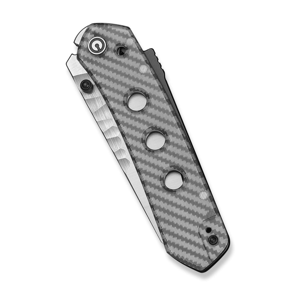 CIVIVI Vision FG Thumb Stud & Superlock Knife Polished Clear Lexan Handle (3.54" Satin Finished Nitro-V Blade With Rock-Grind Pattern) C22036-8