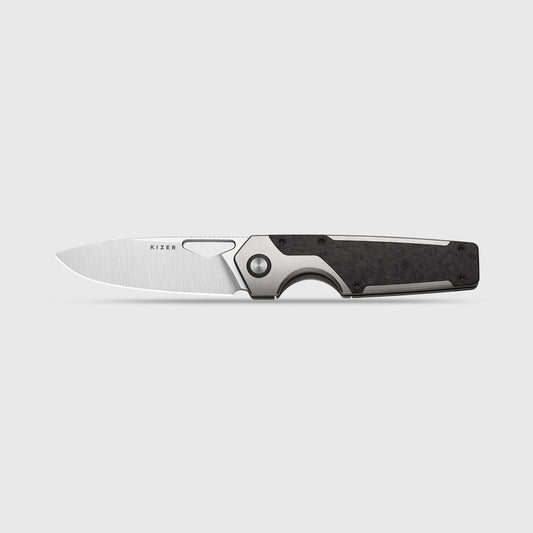 KIZER CUTLERY Serpentine | Elmax | Titanium & Carbon Fiber | Satin