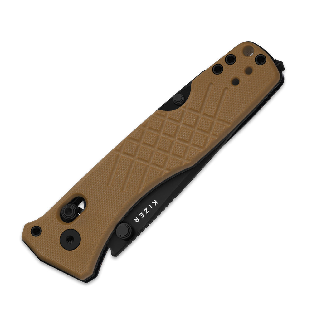 KIZER CUTLERY Aegis T | Serrated AEB-L Blade | G10 | Rescue Hook & Glass Breaker