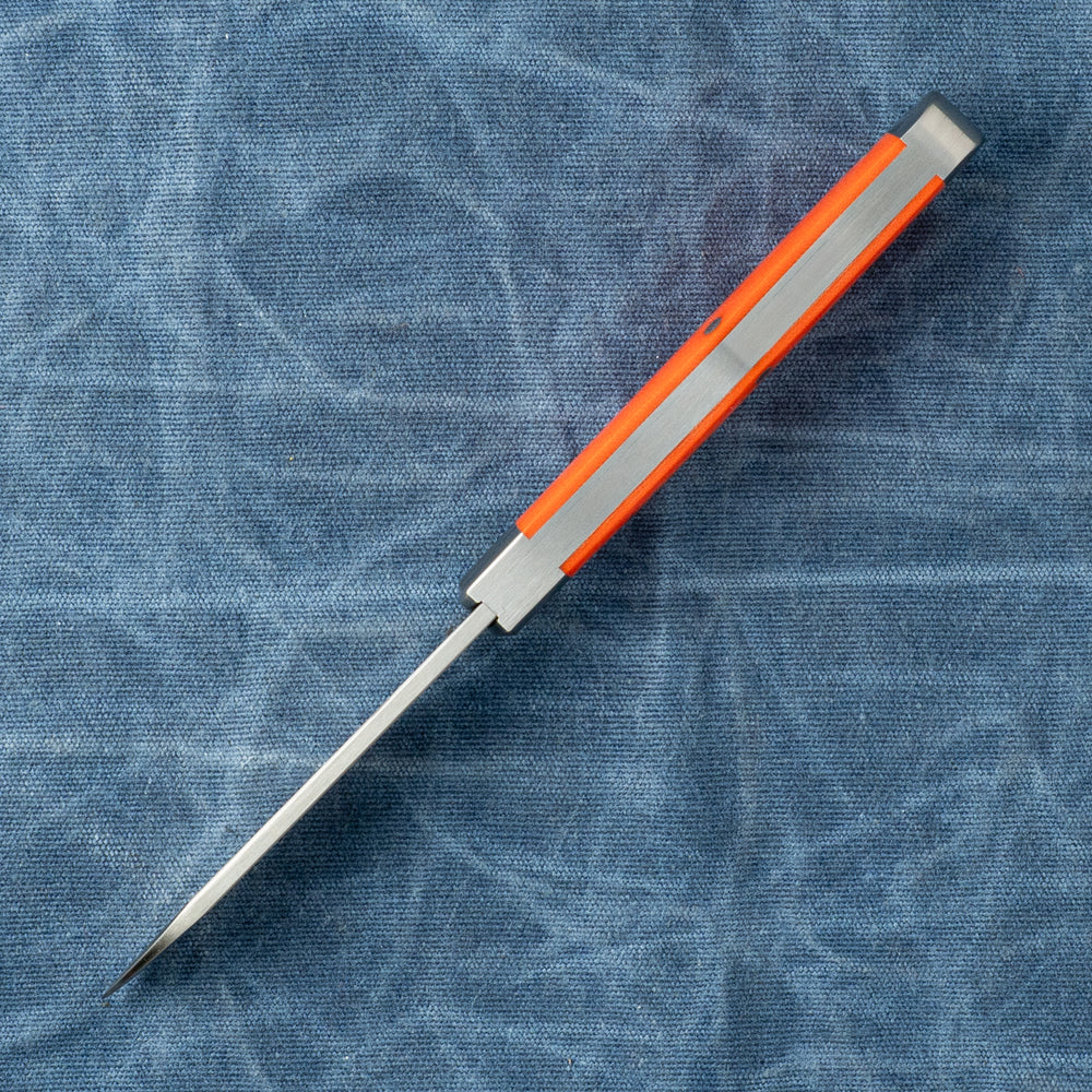 JACK WOLF KNIVES EUREKA - VIBE BENGAL ORANGE LINEN MICARTA
