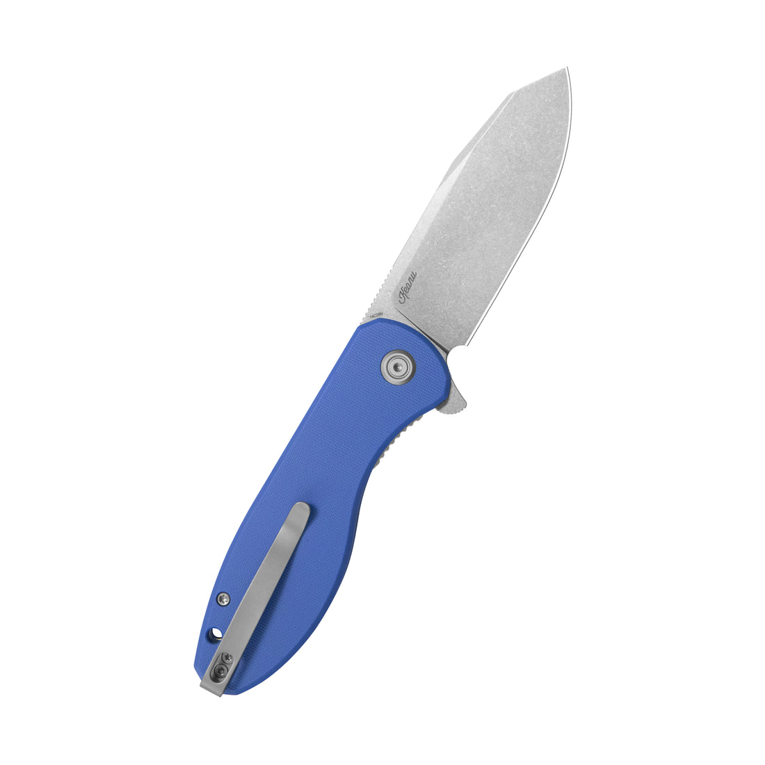 KUBEY Master Chief Outdoor Folding Pocket Knife Blue G10 Handle 3.43" Beadblast 14C28N KU358M