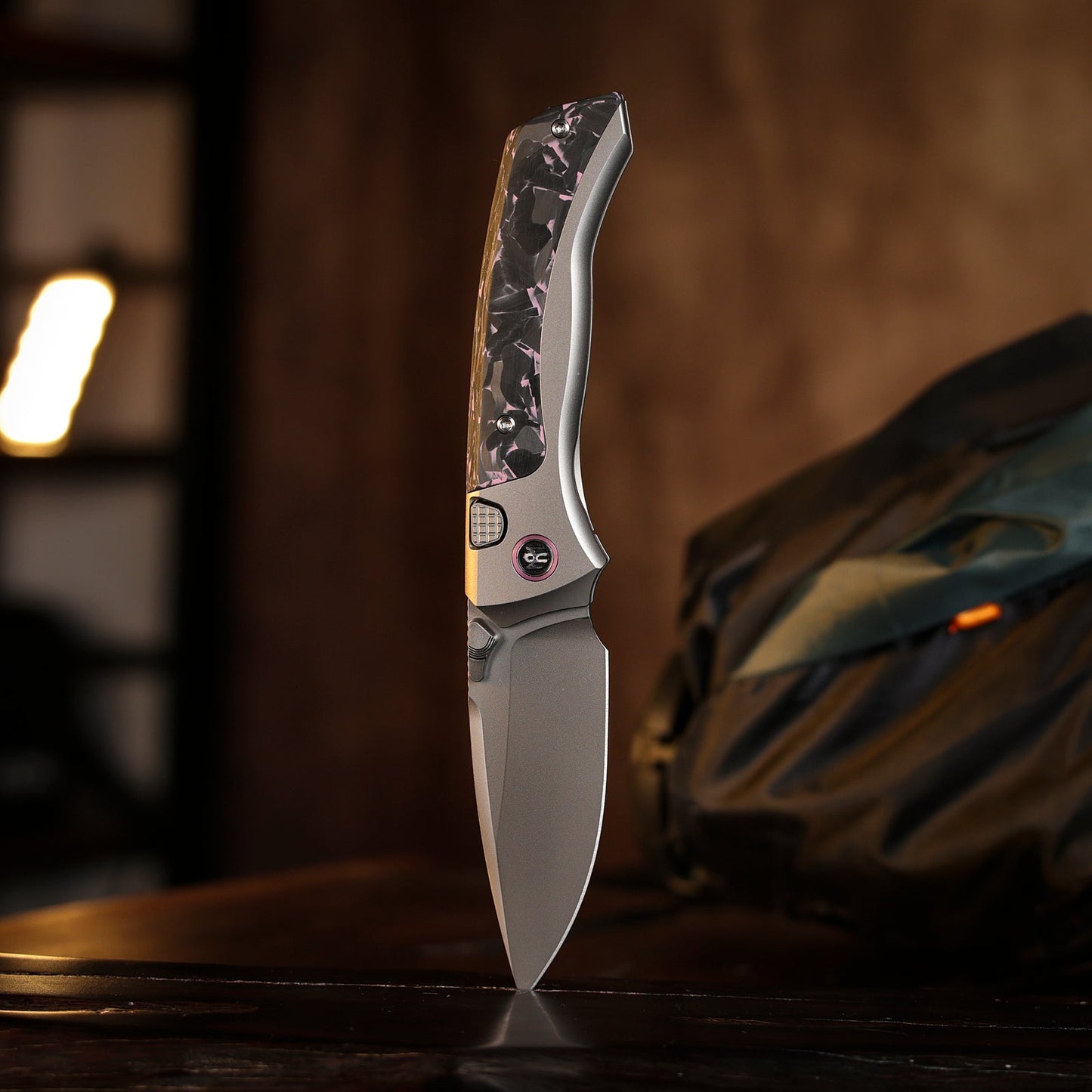 REMETTE RT-Steed Innovative Button Frame Lock M390 Blade Titanium Carbon Fiber Handle Folding Pocket Knife RTWS-TP