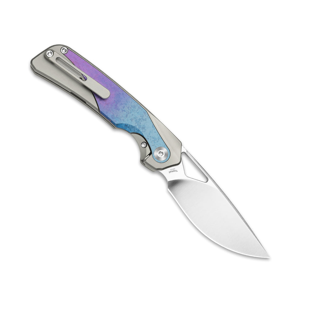 KIZER CUTLERY Topsail | S45VN | Titanium & Crystallized Titanium | Front Flipper | Ki3735A1