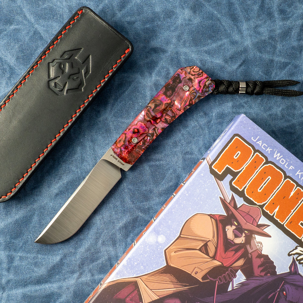 JACK WOLF KNIVES PIONEER FIXEDC - RED ABALONE