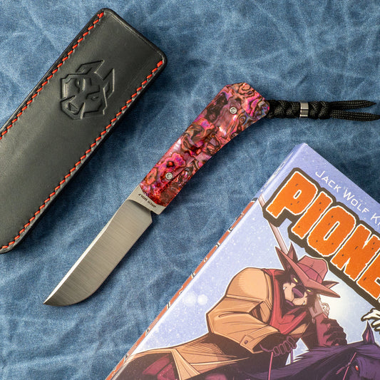JACK WOLF KNIVES PIONEER FIXEDC - RED ABALONE