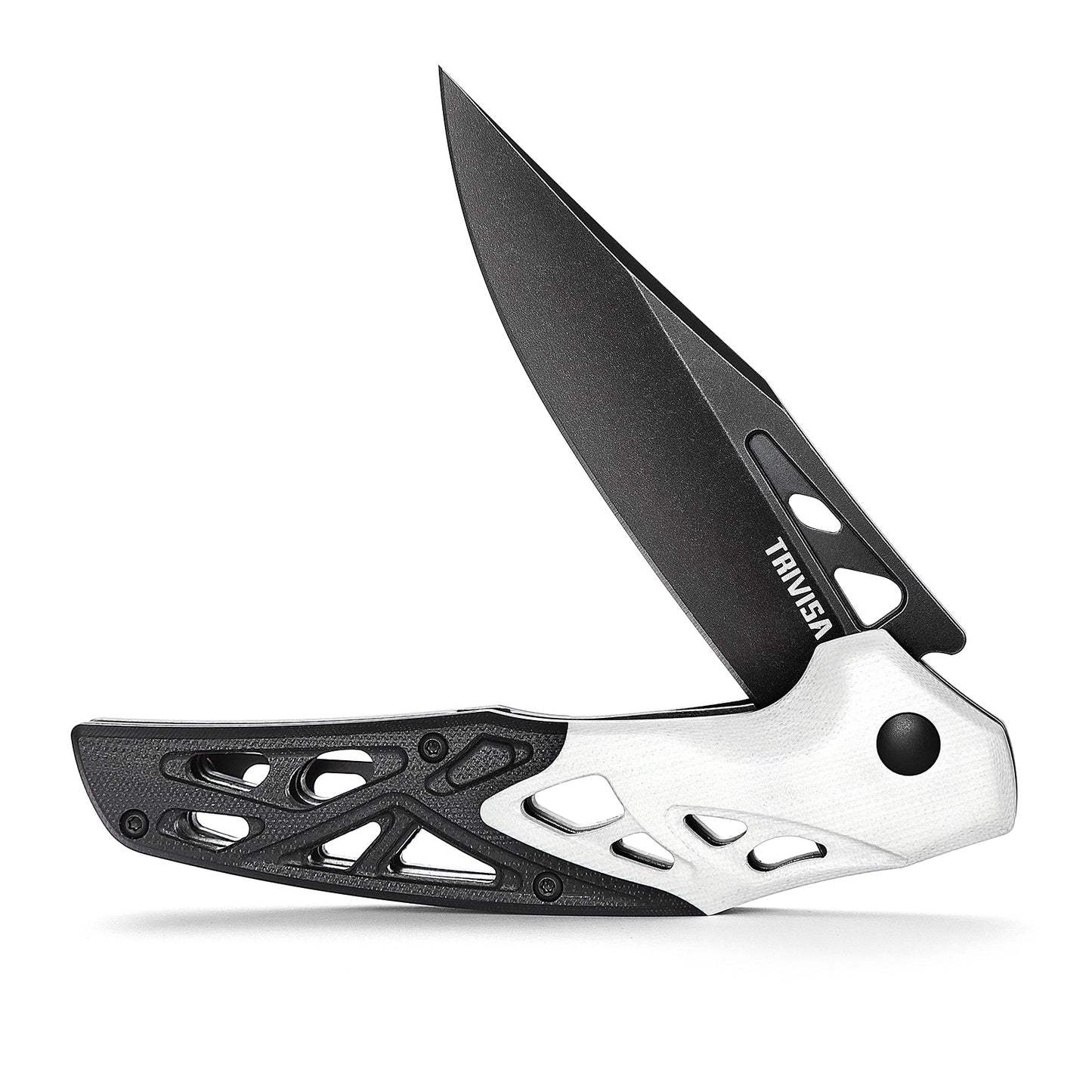 TRIVISA Leo-03BW Liner Lock,3.74" K110 Steel,G10 Handle